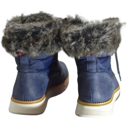 Bottes femme bleu marine fourrées fausse fourrure hiver style casual