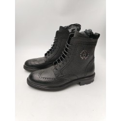 665 $ Roberto Cavalli Neuves 9.5 42,5 Boots Montantes A Lacets Noir 8399 RC