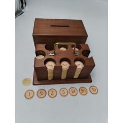 Ancien Coffret Bois Mises Jeux Os Ciselé Teinté Jetons Poker Casino Jeu...