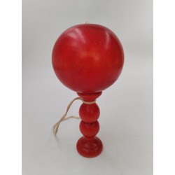 Bilboquet Bois Tourné Rouge Teinté Jeu 20 Cm Jouet Équilibre Jeux Anciens
