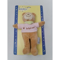 Bébé rêve Peluche Neuve Bébé Ours Hochet Rose Environ 20 Cm Jouet Doudou Calins