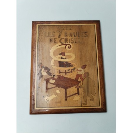 Tintin Les 7 Boules De Cristal Hergé Cadre Panneaux Tableau Bois Marqueterie Bd