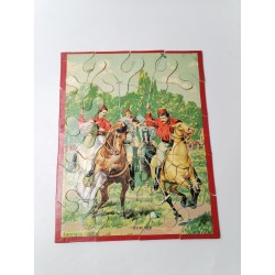 Puzzle Bois Ancien Scène Du Jeu de Polo Imprimerie Tourangelle Tours Jeu 