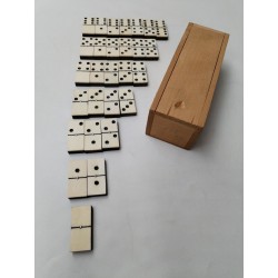 Jeu De Dominos Double 6 Os Et Ébène Riveté Boite Bois Jeux Anciens