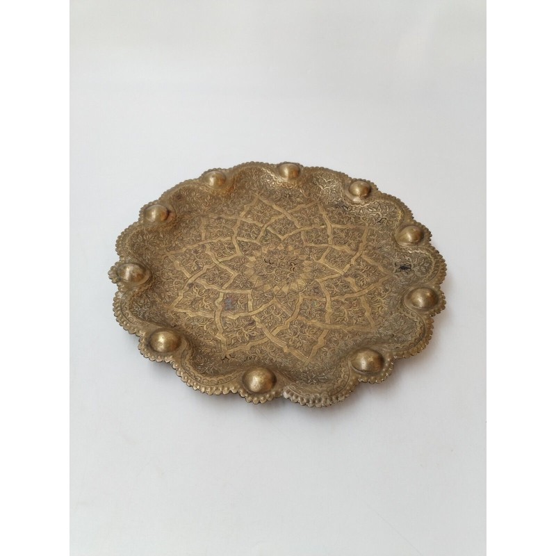 Plateau Oriental En Laiton Ou Bronze Martelé Ciselé Thé Dessous De Plat Art Plateau Oriental En Laiton Ou Bronze Martelé Ciselé Thé Dessous De Plat Art