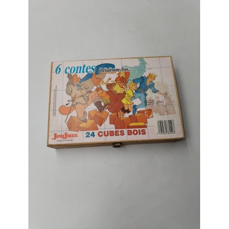 6 Contes Il Était Une Fois Jeujura 24 Cubes Bois Jeux Jeu Puzzle Eveil
