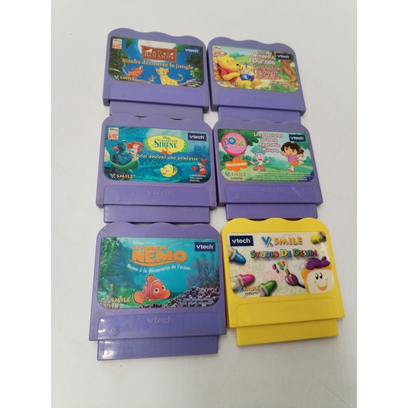 Lot 6 Jeux Vtech Vsmile Console Jeux Vidéo Éducatifs Disney Dora Roi Lion Winnie Lot 6 Jeux Vtech Vsmile Console Jeux Vidéo Éducatifs Disney Dora Roi Lion Winnie