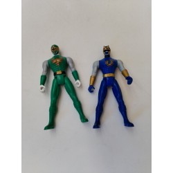 Lot 2 figurines Bandai 2002 Power Rangers Dino Thunder Bleu Vert Jouet Figurine