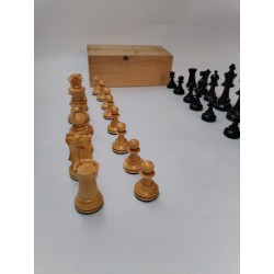 Beau Jeu D'échecs Ancien Bois Vernis Feutrine Look Staunton Classique Chavet