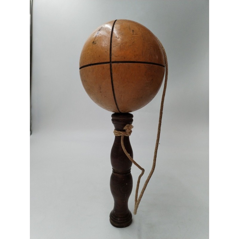 Beau Bilboquet Ancien Bois Tourné 30 Cm Jeux Anciens Jeu