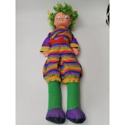 Grande Poupée Ancienne 70 Cm Peluche Clown Rigolo Multicolore Jouet Doudou