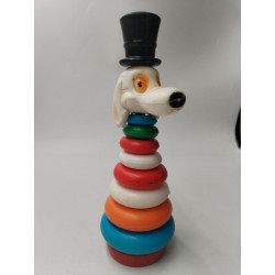 Jeu A Empiler Ancien Pyramide Rond Cercle Tête De Chien Jeux Eveil Vintage 
