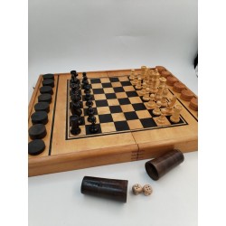 Grand Coffret Bois Jeux D'échecs Backgammon Tric Trac Jacquet Staunton Set...