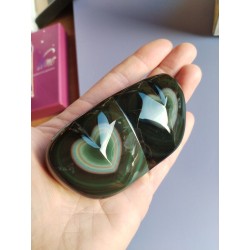 Oeil Céleste Pierre Obsidienne Arc En Ciel Taillée Double Coeur Cristal Naturel
