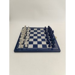 Jeux D'échecs En Bois Bleu Vs Gris Jeu Échec Coffret Pliant Plateau Échiquier