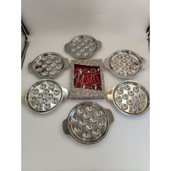 Lot Escargots Service Inox 6 Plats Assiette 12 Troues 6 Pinces Escargot 