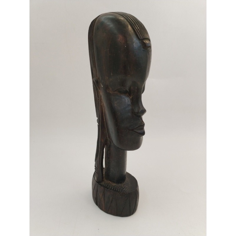Buste Visage Statue Africaine Bois Ébène Sculpté Art Africain Tribu Statuette Buste Visage Statue Africaine Bois Ébène Sculpté Art Africain Tribu Statuette