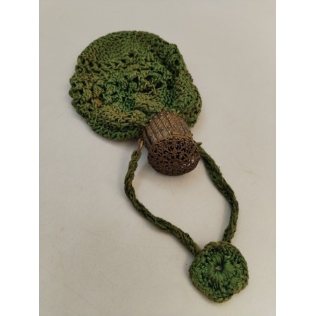 Ancien Sac A Main Français Soirée Tissu Crochet Laine Bourse Mendiant Fermoir...