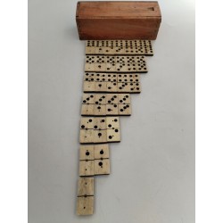 Jeu Dominos Ancien Double 6 Six Riveté Os Ébène 3 Rivets Jeux Anciens Domino