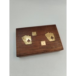 Coffret Boite Bois Et Métal Style Or Jeux De Dés Jeu De Société Cartes Carte Dé 