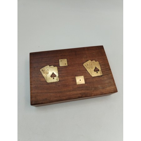 Coffret Boite Bois Et Métal Style Or Jeux De Dés Jeu De Société Cartes Carte Dé 