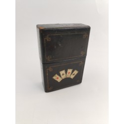 Ancienne Boite De Cartes Napoléon III 3 Noir Laqué Jeux Ancien Jeu Carte