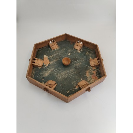 Ancien Jeu De La Puce 6 Joueurs en Bois Jeux De Comptoir Estaminet Plateau 
