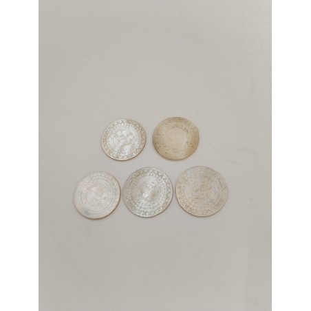 Lot De 5 Jetons Anciens Mises Nacre Gravé Ciselé Fleurs Poker Casino Jeu Jeux 