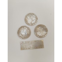Lot De 4 Jetons Anciens Mises Nacre Gravé Ciselé Fleurs Poker Casino Jeu Jeux 