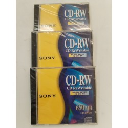 Lot De 3 Cd Neuf Sony Cd-Rw Multi Speed 650 Mb Compact Disc Rw Re Writable...