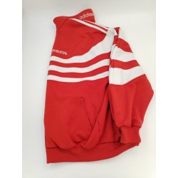 Années 90 Veste Adidas Vintage Rouge Blanche Haut Survêtement Sport As Monaco