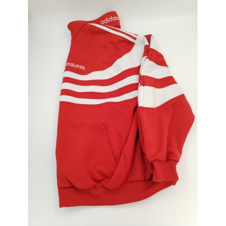 Années 90 Veste Adidas Vintage Rouge Blanche Haut Survêtement Sport As Monaco