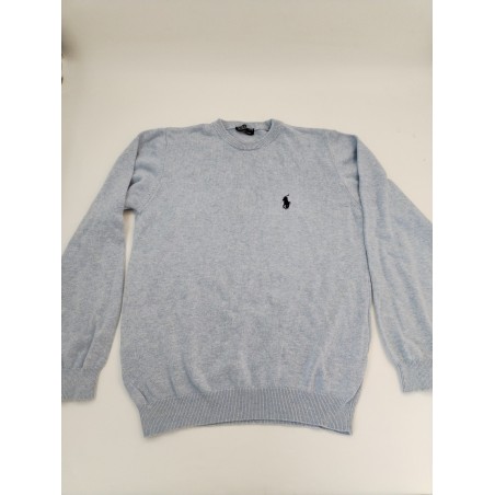 POLO By RALPH LAUREN Boys Pull Sweat Cardigan Bleu Clair Gris 11-12 Years Small