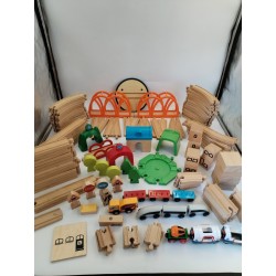Gros lot + 120 Pièces Train Bois Lillabo Railways Ikea Brio Rails Jeux Jouet