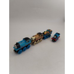 Lot De 4 Thomas Trains En Bois Aimanté Limited Édition Gold Paint Jeu Jouet...