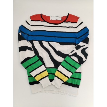 JC De Castelbaljac Pull Haut Tricot Sweat Marinière Rayures Zèbre Mondrian Mixte