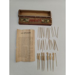 Ancienne boite de Jeux de Jonchets A.W.G Paris J.J.F pièces jeu Ancien Os Réunis