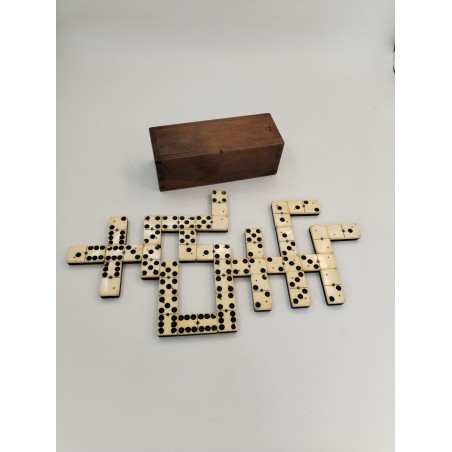 Grand Jeu De Dominos Ancien Double 6 Six Riveté Os Ébène 3 Rivets Jeux Domino