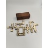 Grand Jeu De Dominos Ancien Double 6 Six Riveté Os Ébène 3 Rivets Jeux Domino
