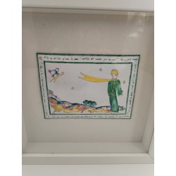 Le Petit Prince Peinture Signée Boignal Plaque Émaillé Encadré Création