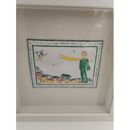 Le Petit Prince Peinture Signée Boignal Plaque Émaillé Encadré Création