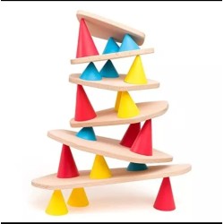 OPPI Piks Small Kit Jeu Éducatif Bois Livret Planche Kapla Équilibre Tour Jenga