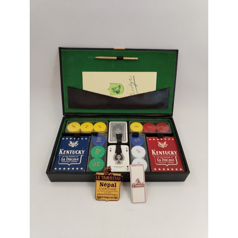 Coffret Cuir Luxe jeu de cartes LE TANNEUR Népal jetons mallette Jeux bridge Coffret Cuir Luxe jeu de cartes LE TANNEUR Népal jetons mallette Jeux bridge
