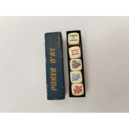 Ancien jeu de dés Poker d'As Vintage Boite Anciennes Jeux De Société Réunis