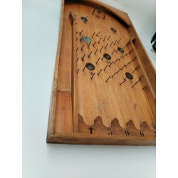Grands Jeux Anciens Bagatelle Flipper De Table Bois Cloche Clouté Jeu