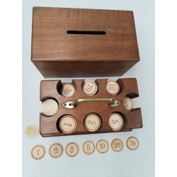 Ancien Coffret Bois Mises Jeux Os Ciselé Teinté Jetons Poker Casino Jeu...