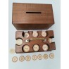 Ancien Coffret Bois Mises Jeux Os Ciselé Teinté Jetons Poker Casino Jeu...
