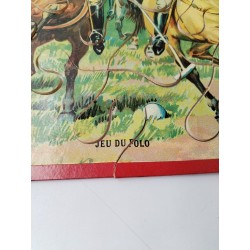 Puzzle Bois Ancien Scène Du Jeu de Polo Imprimerie Tourangelle Tours Jeu 