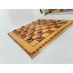 Jeux De Dames En Bois Sculpté Artisanal Jeu De Société Coffret Pliant