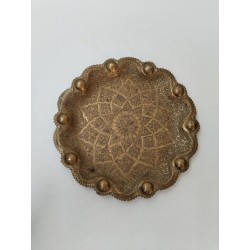 Plateau Oriental En Laiton Ou Bronze Martelé Ciselé Thé Dessous De Plat Art 